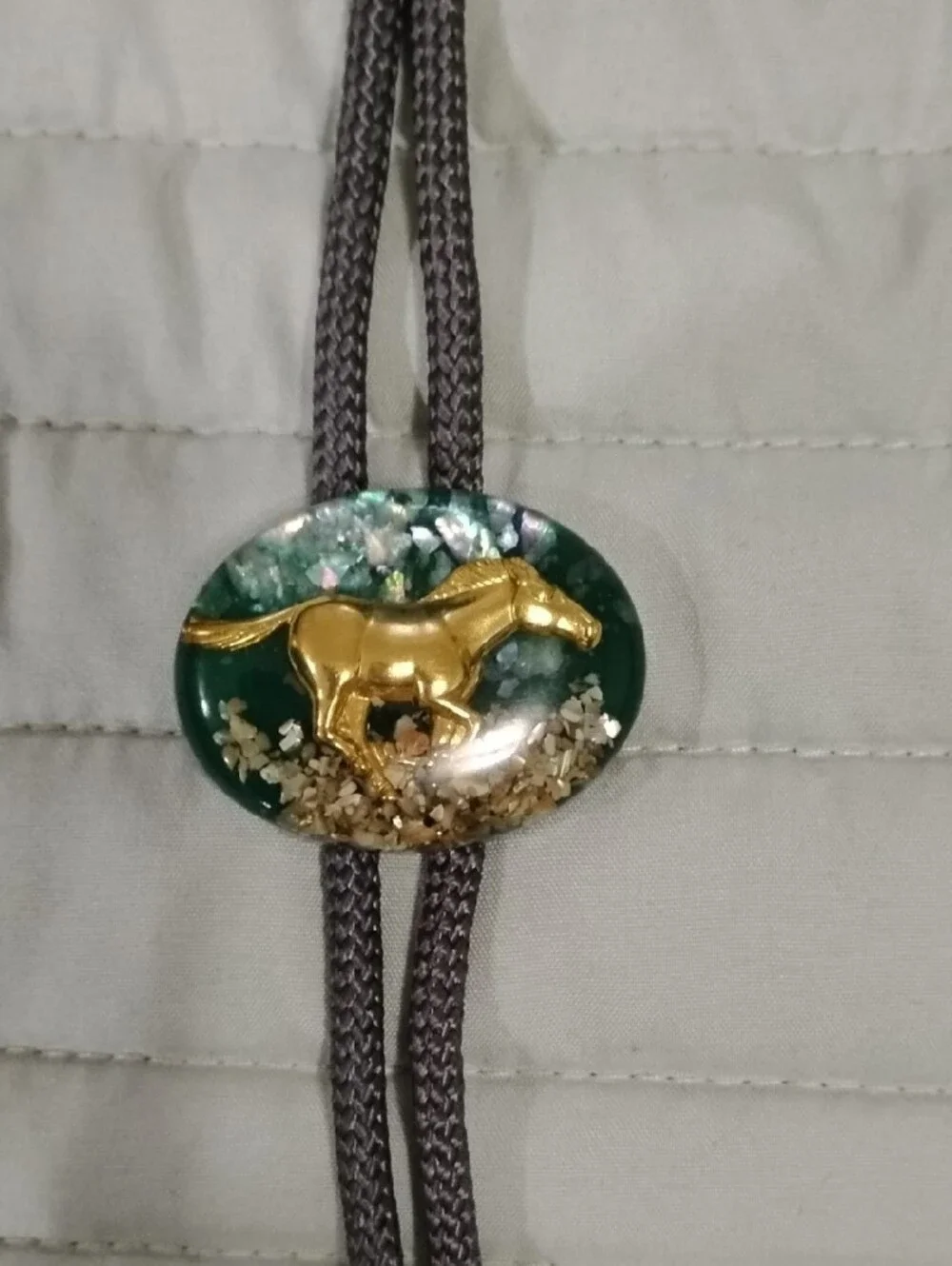 Western Bolo Tie with Gold Longhorn Concho